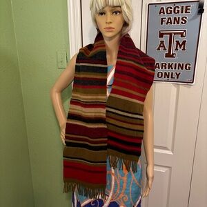 Pringle Red and Brown Wool Fabric Scarf